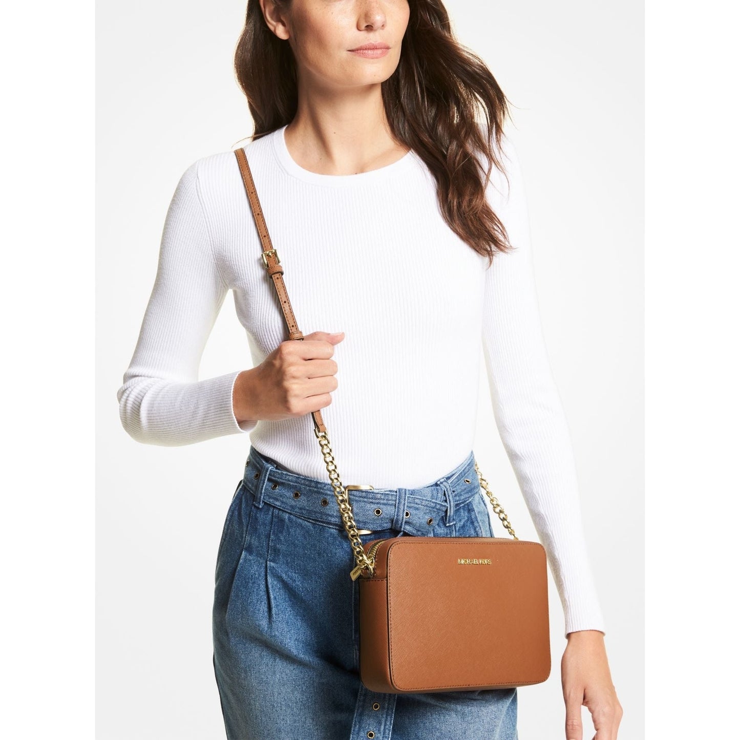 Michael Kors Jet Set Large Saffiano Leather Crossbody Bag