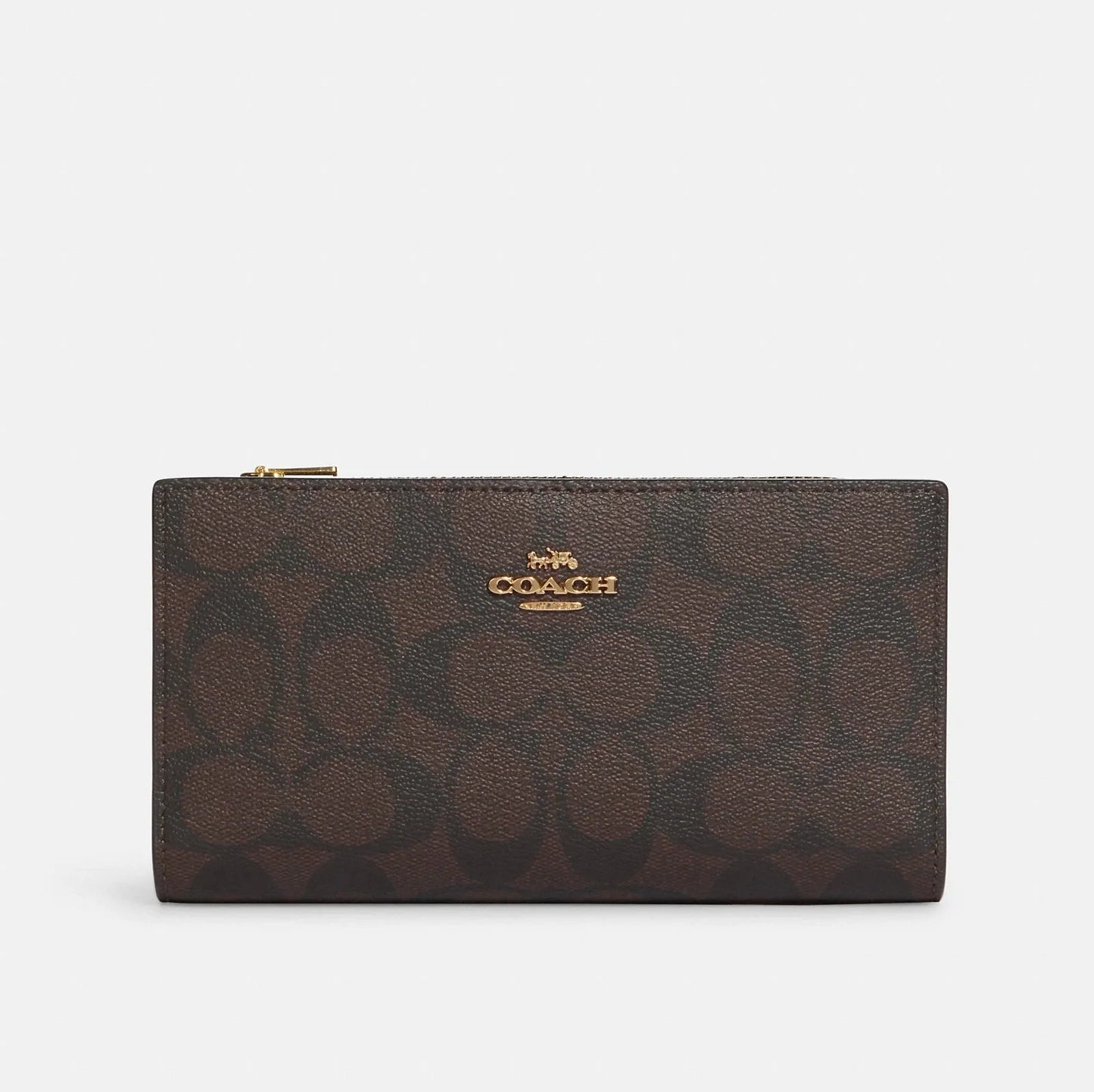 Coach Slim Zip Wallet In Signature Canvas