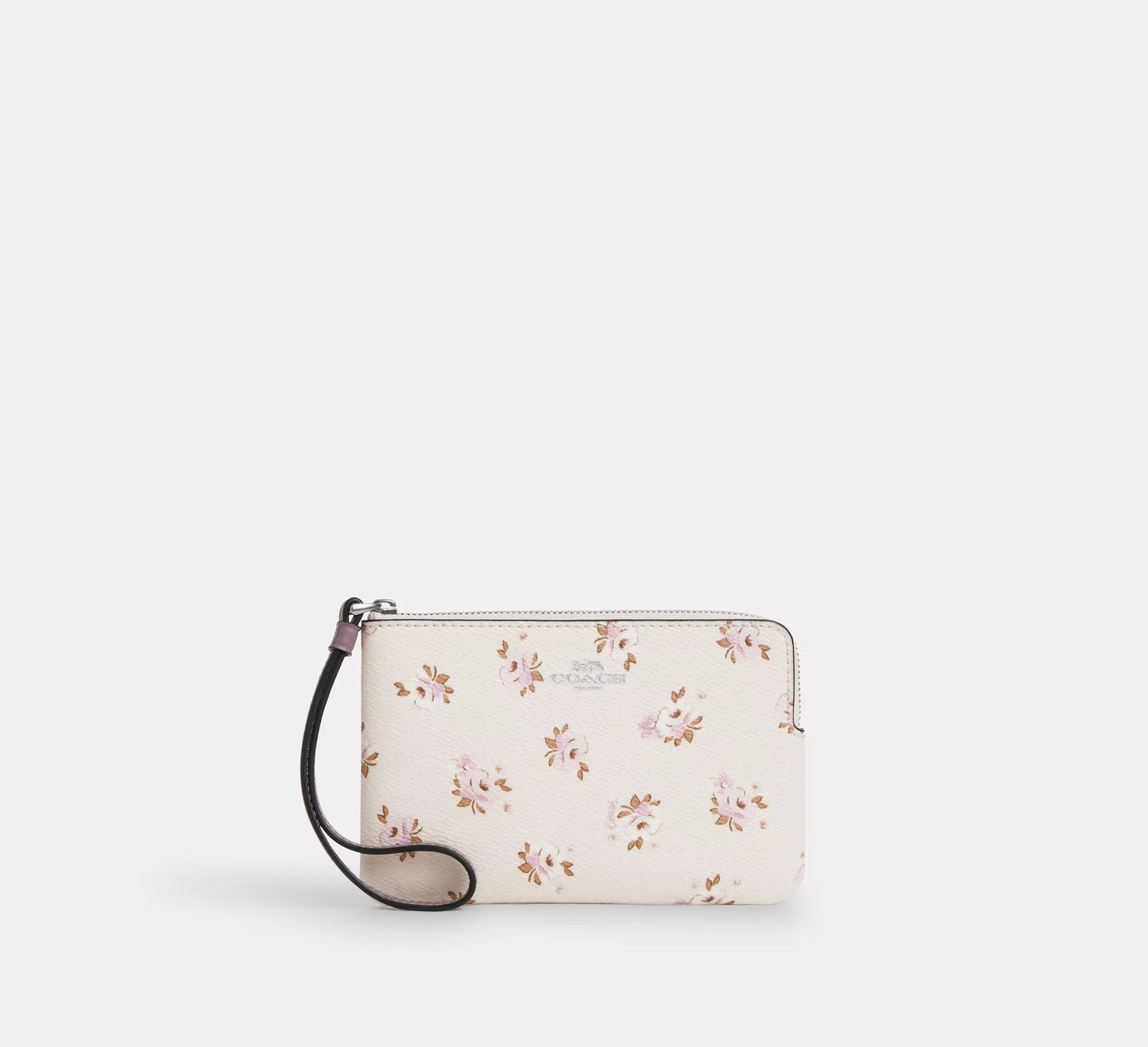 Coach Corner Zip Wristlet In Signature Canvas With Stripe