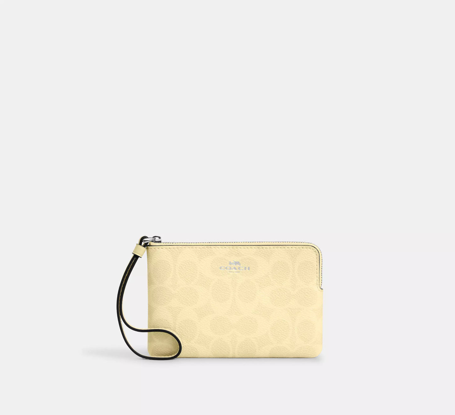 Coach Corner Zip Wristlet In Signature Canvas With Stripe