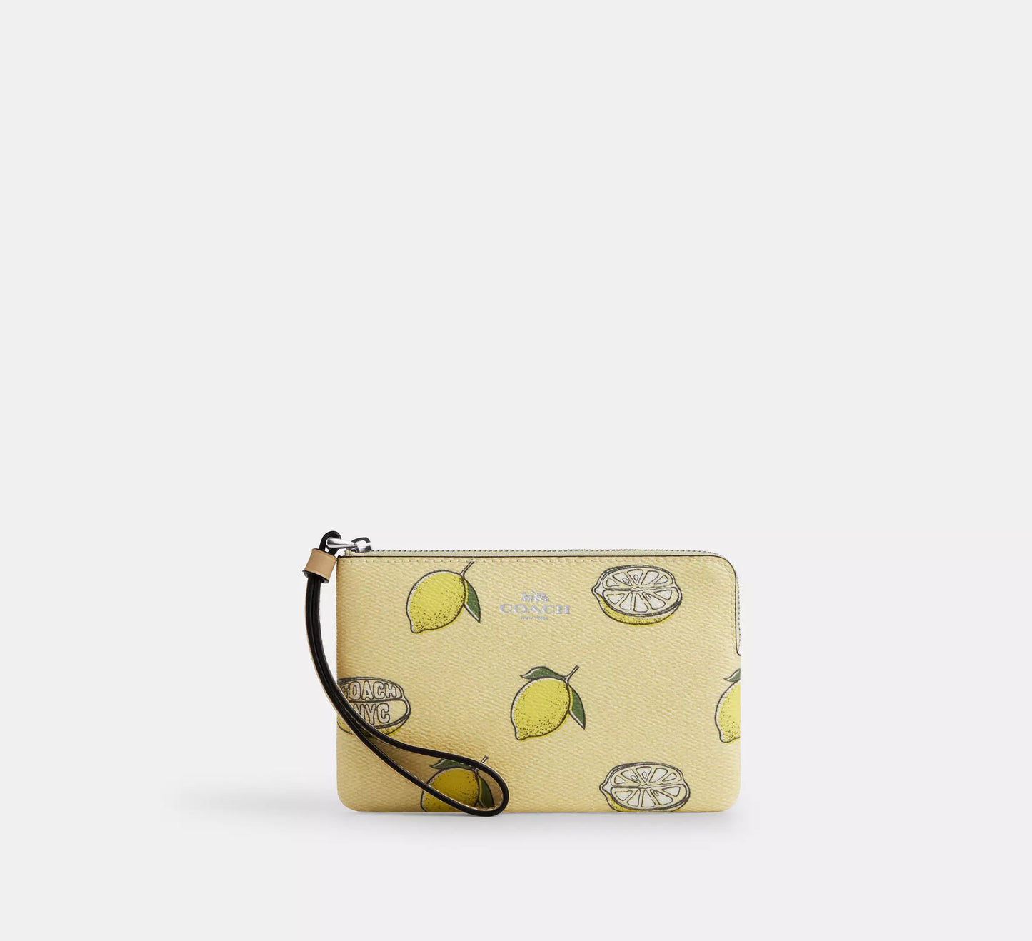 Coach Corner Zip Wristlet In Signature Canvas With Stripe