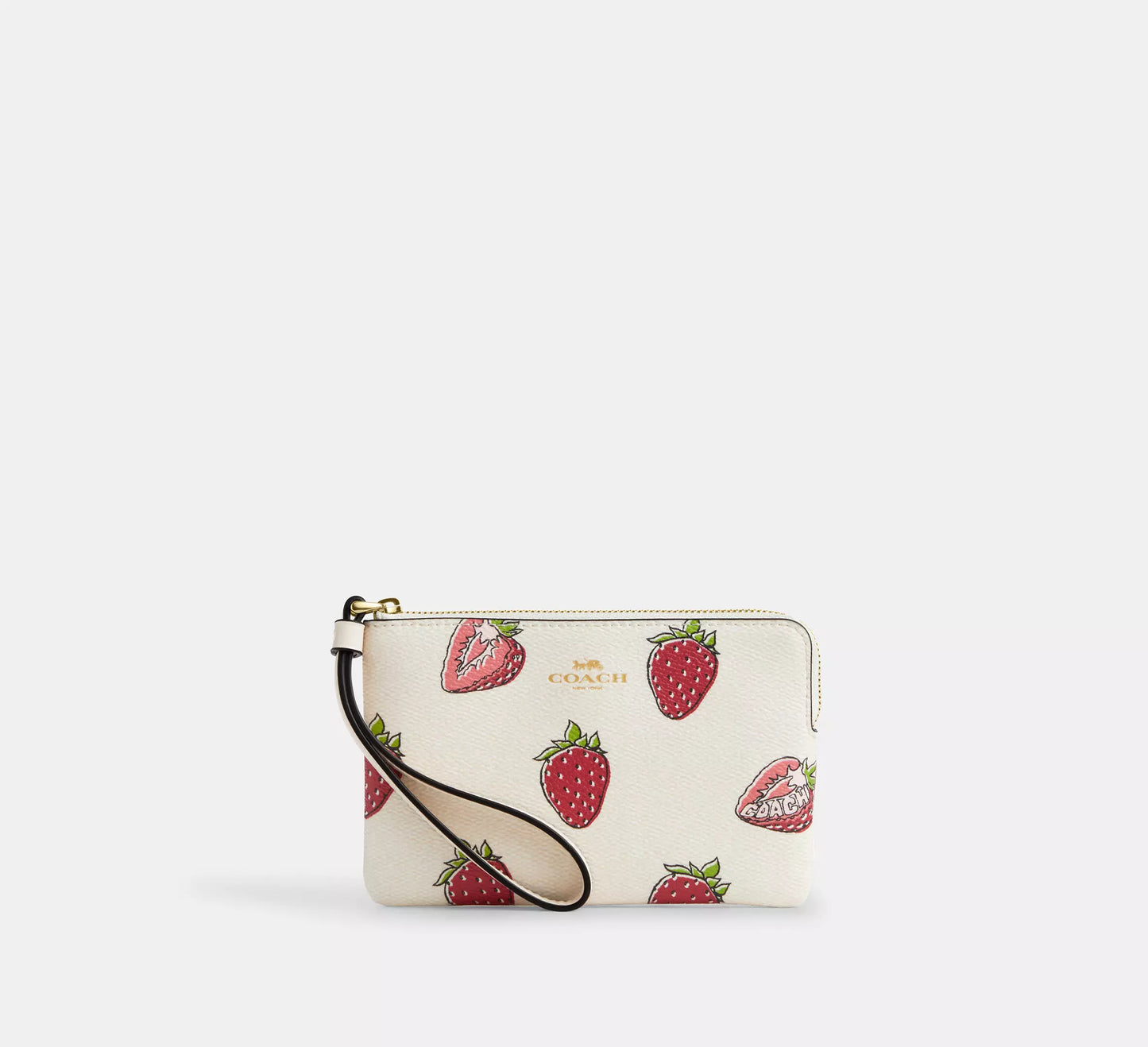 Coach Corner Zip Wristlet In Signature Canvas With Stripe