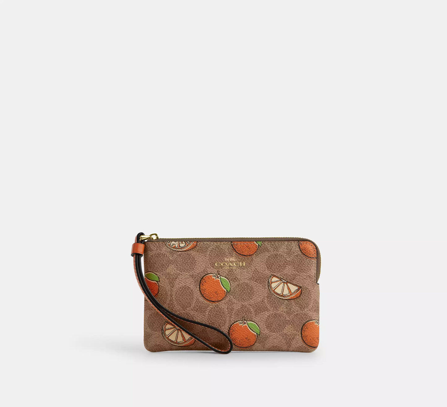 Coach Corner Zip Wristlet In Signature Canvas With Stripe