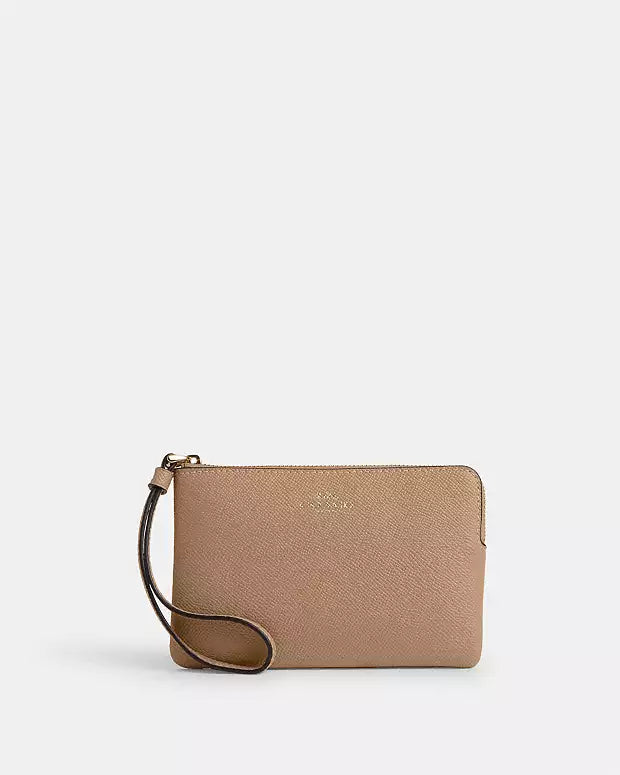 Coach Corner Zip Wristlet In Signature Canvas With Stripe