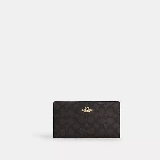 Coach Slim Zip Wallet In Signature Canvas