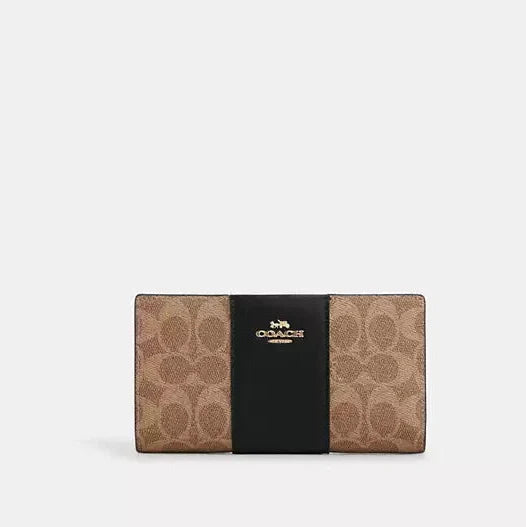 Coach Slim Zip Wallet In Signature Canvas