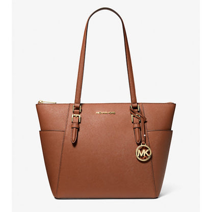 Michael Kors Charlotte Charlotte Large Saffiano Leather Top-Zip Tote Bag