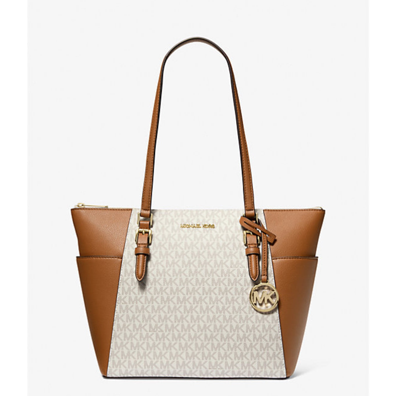 Michael Kors Charlotte Charlotte Large Saffiano Leather Top-Zip Tote Bag