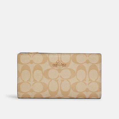 Coach Slim Zip Wallet In Signature Canvas