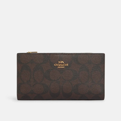 Coach Slim Zip Wallet In Signature Canvas